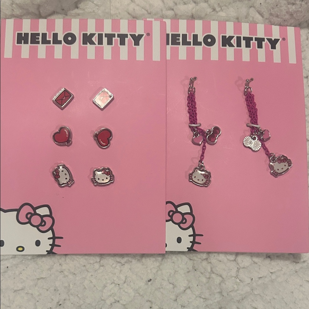 Hello Kitty Pink Earring & Charm Gift Set